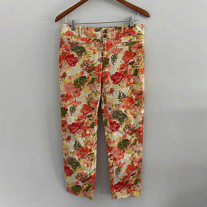 Anthropologie Floral Capris - Red, Green, Cream